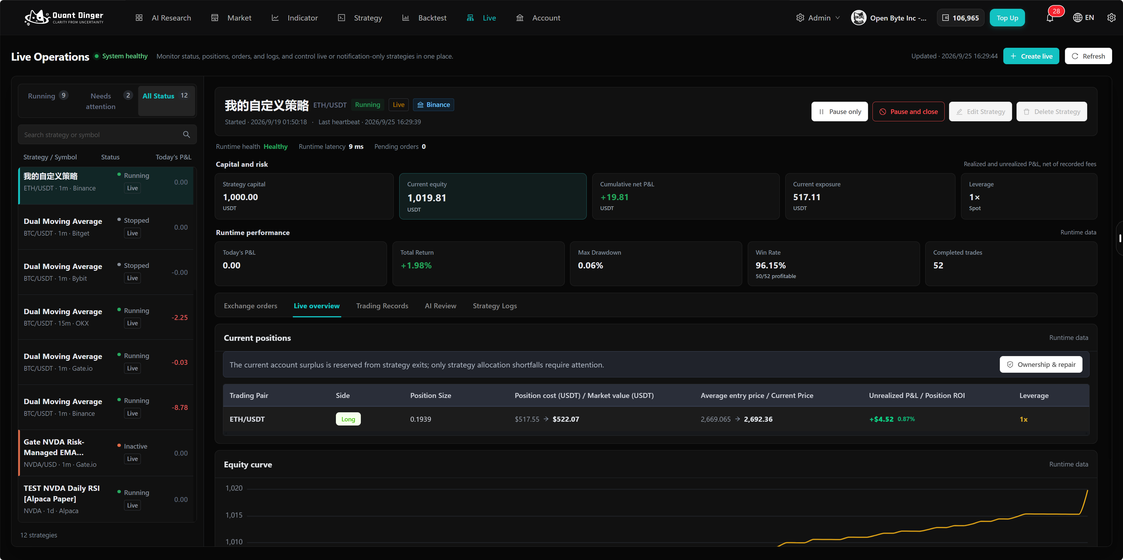 QuantDinger production live strategy runtime